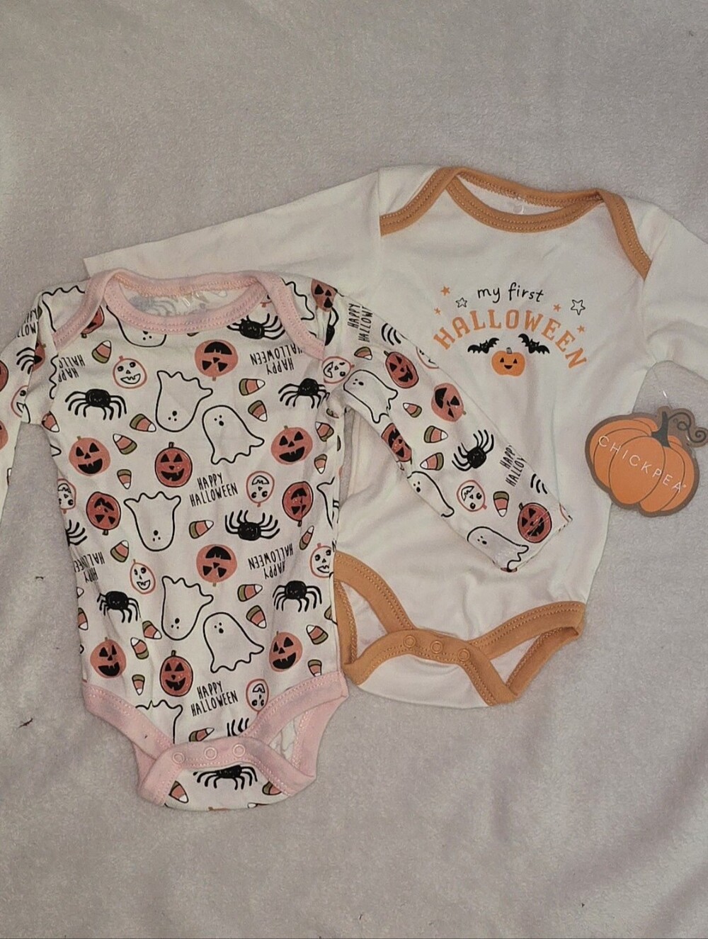 Halloween Baby Bodysuit Duo - White & Pink